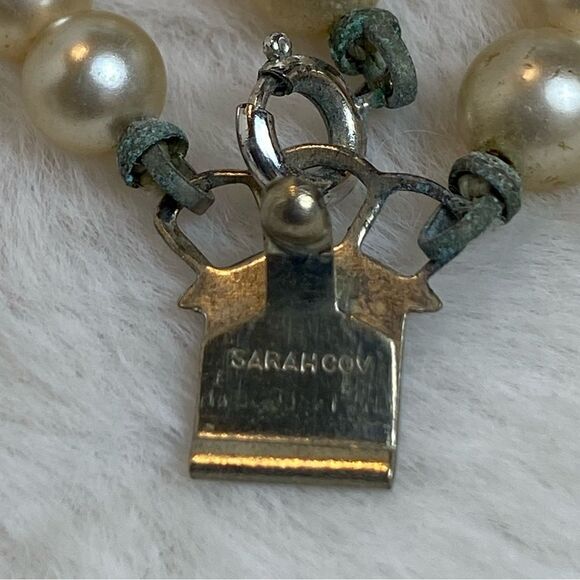 Sarah Coventry Vintage 3 Strand Faux Pearl Necklace - Picture 3 of 9